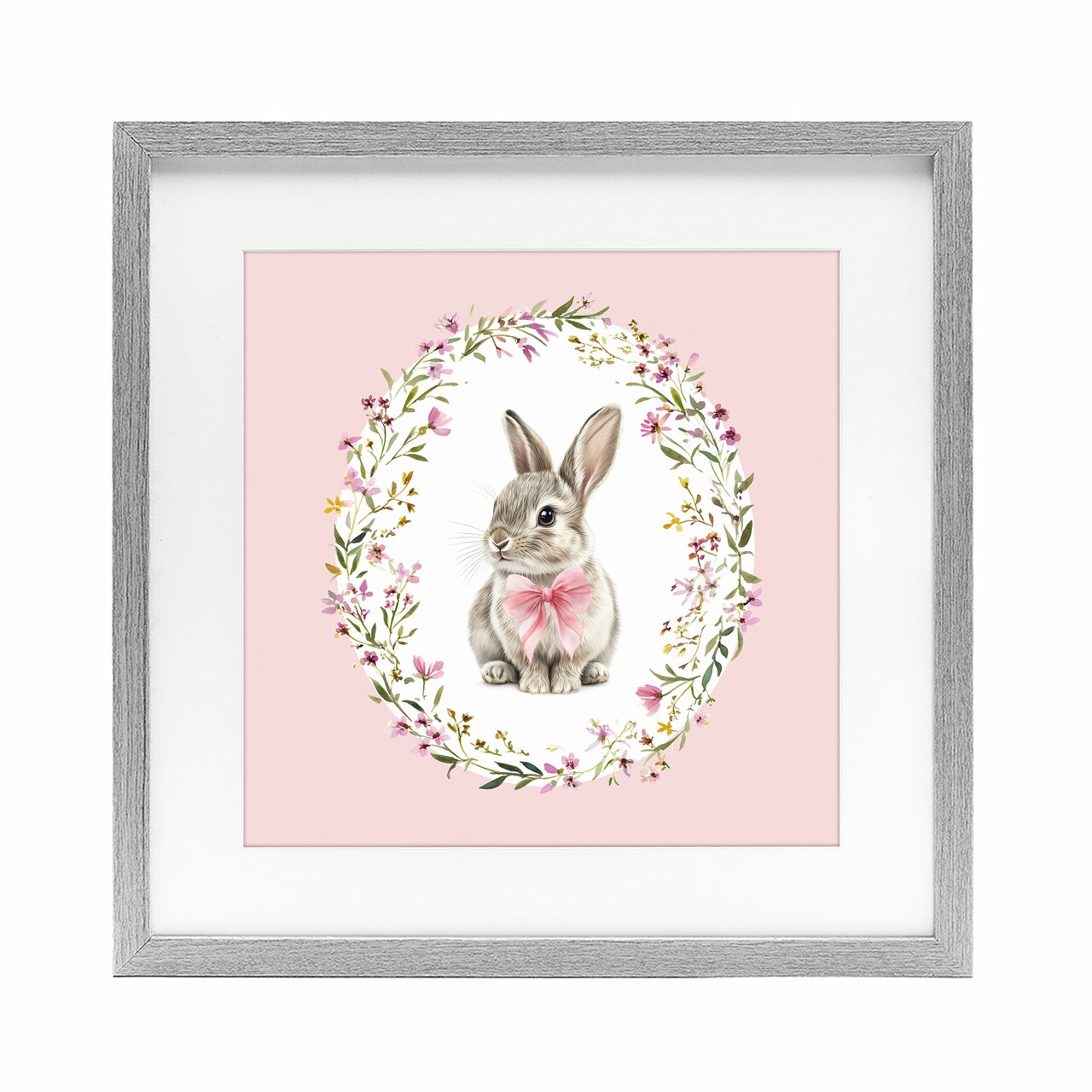 Stupell Industries Blush Pink Bunny Framed Print Under Glass, design by Christine Simpson Art